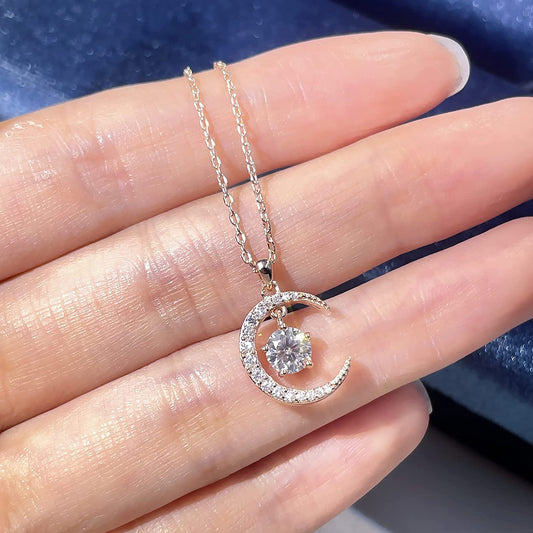 Flawless Glamour: S925 Sterling Silver Moissanite Pendant Necklace - 0.5 Ct DF VVS Color Stone, Ideal Gift for Women